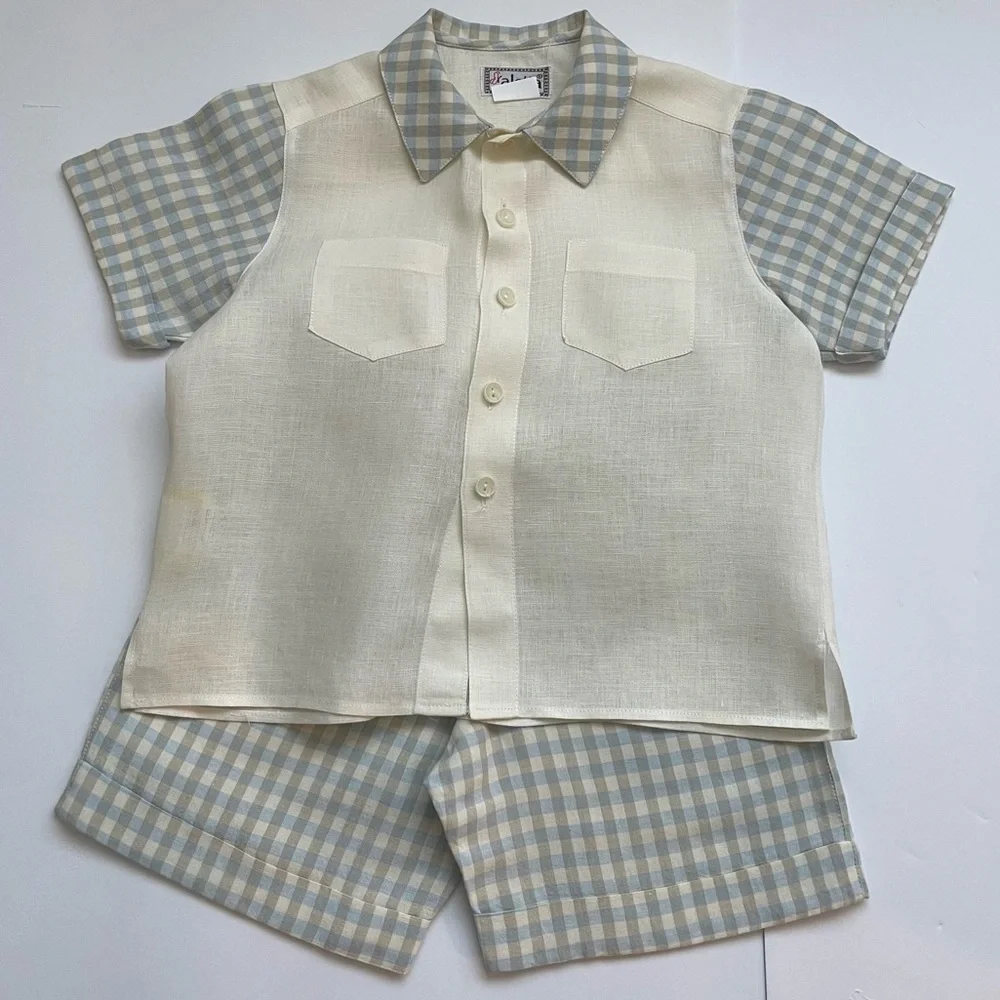 Boys Aletta Italian Two Piece Linen Outift Sz 3 Years